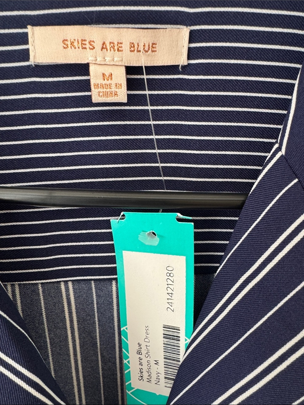 Skies Are Blue Navy and White Striped Shirt Dress - Picture 2 of 4